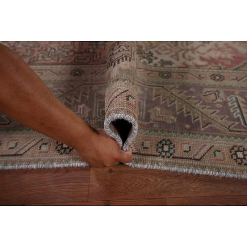 Pink Distressed Tabriz Vintage Persian Rug Hand-Knotted Wool Carpet - 8'0" x 10'11"