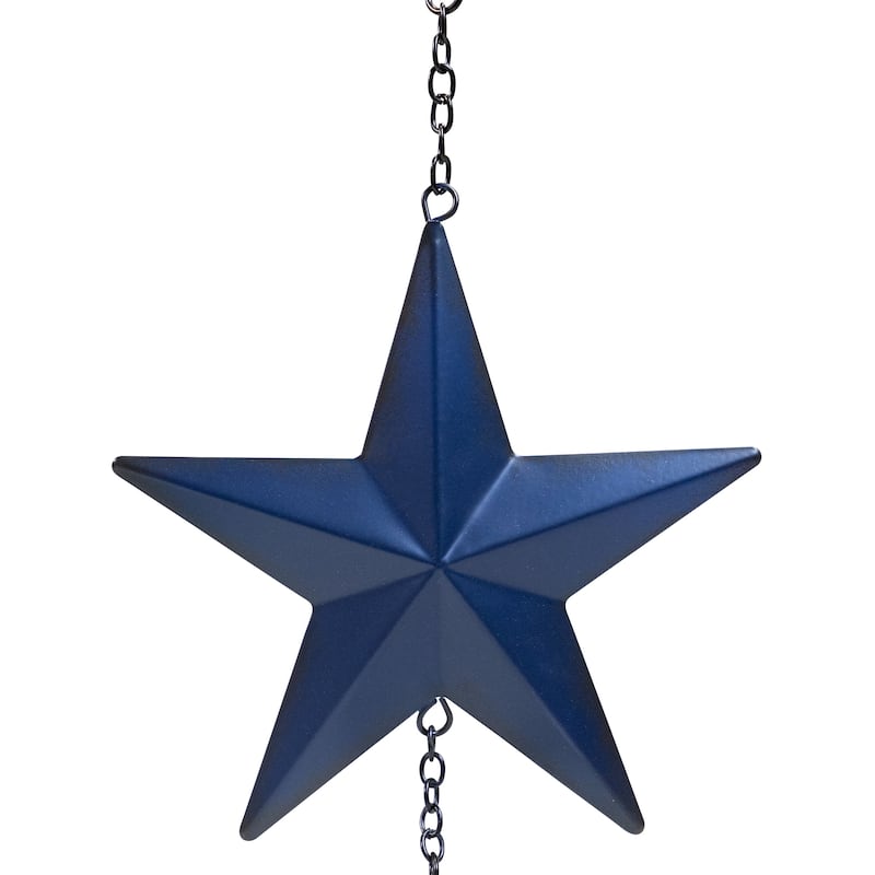 Metal Stars and Bell Hanging Patriotic Wind Chime Decoration - 26" - Multi