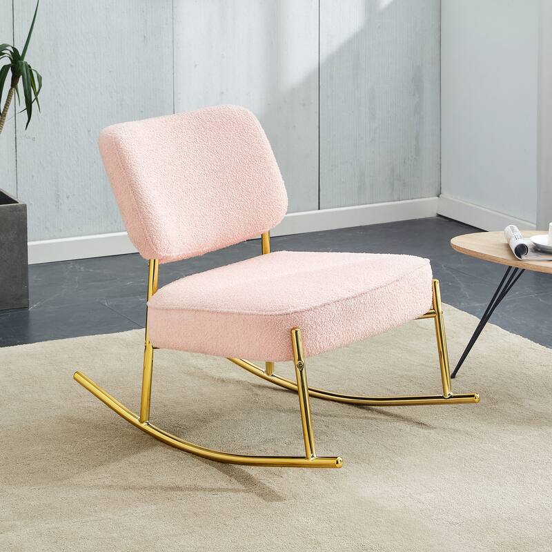 PU/Teddy suede material cushioned rocking chair with metal legs