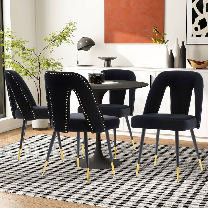Modern Velvet Upholstered Dining Chairs Set of 6