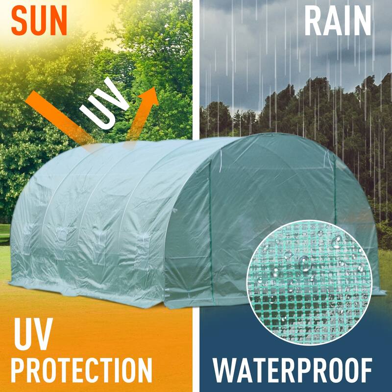 Outsunny Green PE/ Steel 20-foot Freestanding Walk-In Tunnel Greenhouse