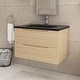 preview thumbnail 18 of 66, Wall-Mounted Bathroom Vanity in Evita Oak with Integrated Black Sink