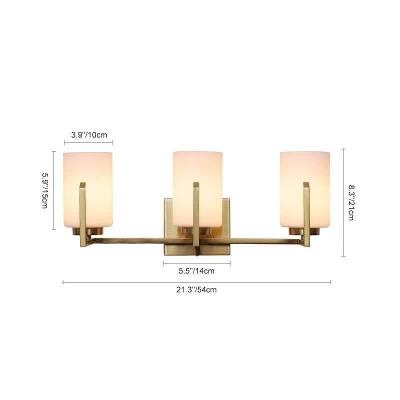 Mid-Century 3-Light Cylinder Opal Glass Wall Sconce Vanity Light