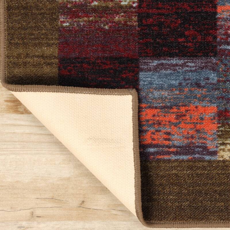 Superior Lockwood Color Block Non-Slip Washable Indoor Runner or Area Rug