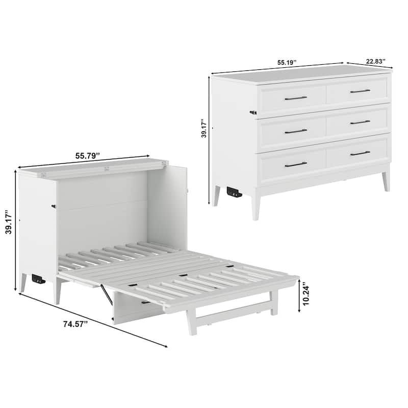 Santa Fe Murphy Bed Chest with Mattress and Built-in Charger