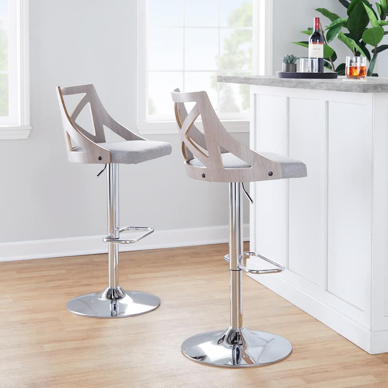 The Gray Barn Charlotte Adjustable Bar Stool with Rounded Rectangular Footrest (Set of 2)