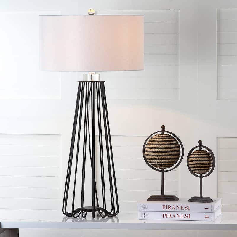 SAFAVIEH Lighting Toya 34-inch Black Iron Modern Industrial Table Lamp (Set of 2) - 17"x17"x34" - 17Wx17Dx34H