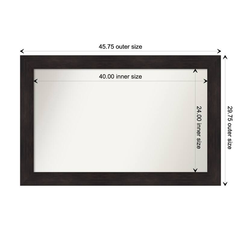 Furniture Espresso Framed Non-Beveled Custom Wall Mirror, Bathroom Vanity Mirror - Outer Size: 45.75 x 29.75