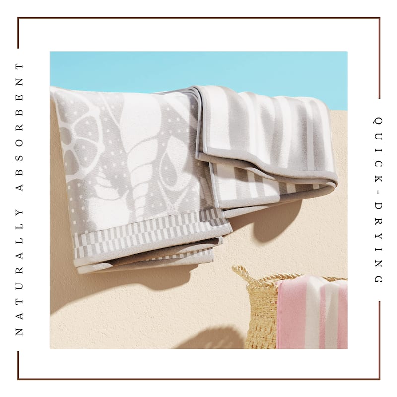Linery & Co. 100% Cotton Jacquard 2 Pack Summer Beach Towels