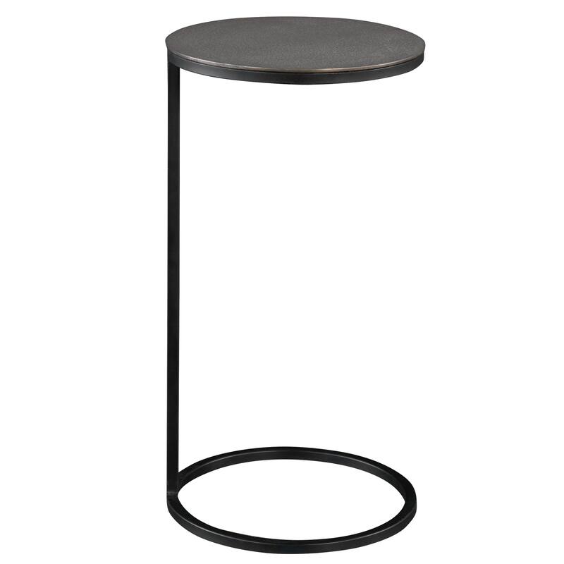 Round Top Textured Side Accent Table - 24" - Gray and Black