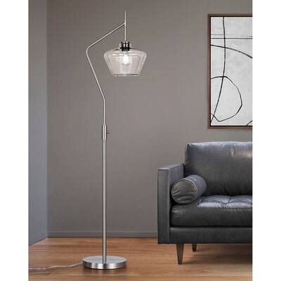 Café 69"H Glass Shade Brushed Nickel Floor Lamp