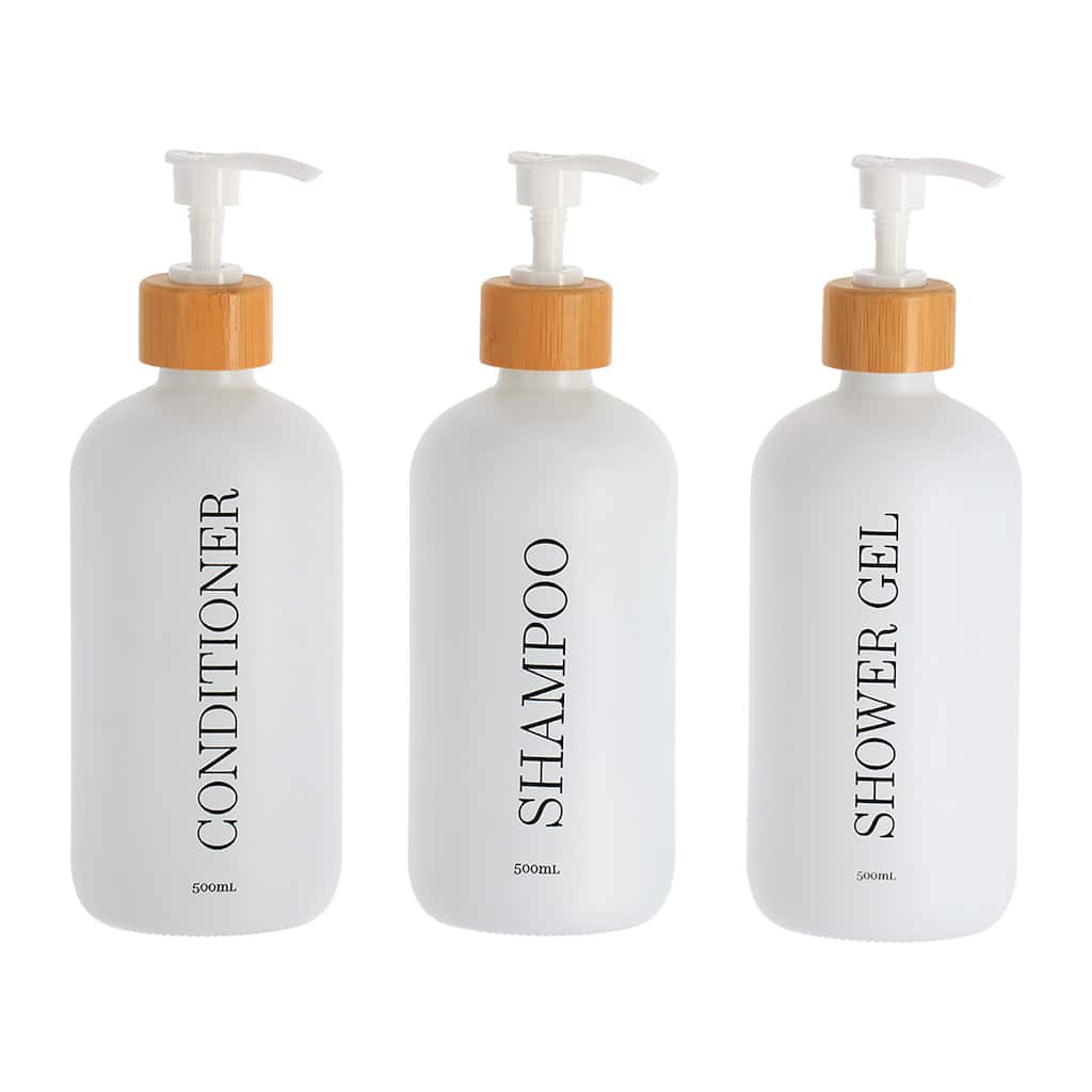 Set of 3 Refillable Shower Dispensers 17 fl oz (500ml) - 3 L x 3 W x 8.5 H