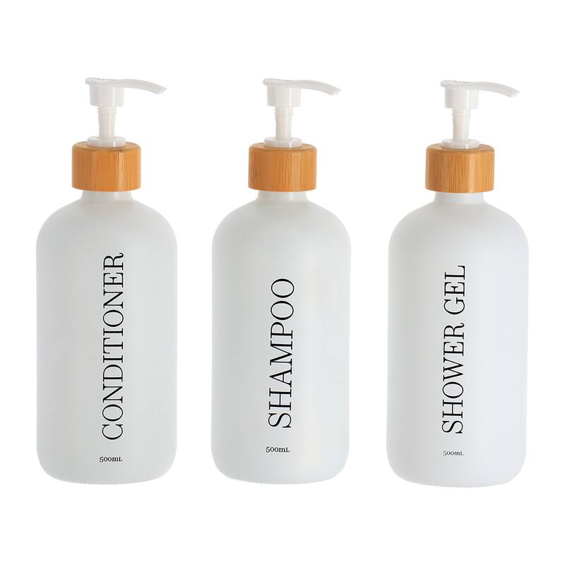 Set of 3 Refillable Shower Dispensers 17 fl oz (500ml) - 3 L x 3 W x 8.5 H