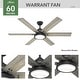 preview thumbnail 16 of 33, Hunter 60" Warrant Ceiling Fan with LED Light Kit and Wall Control