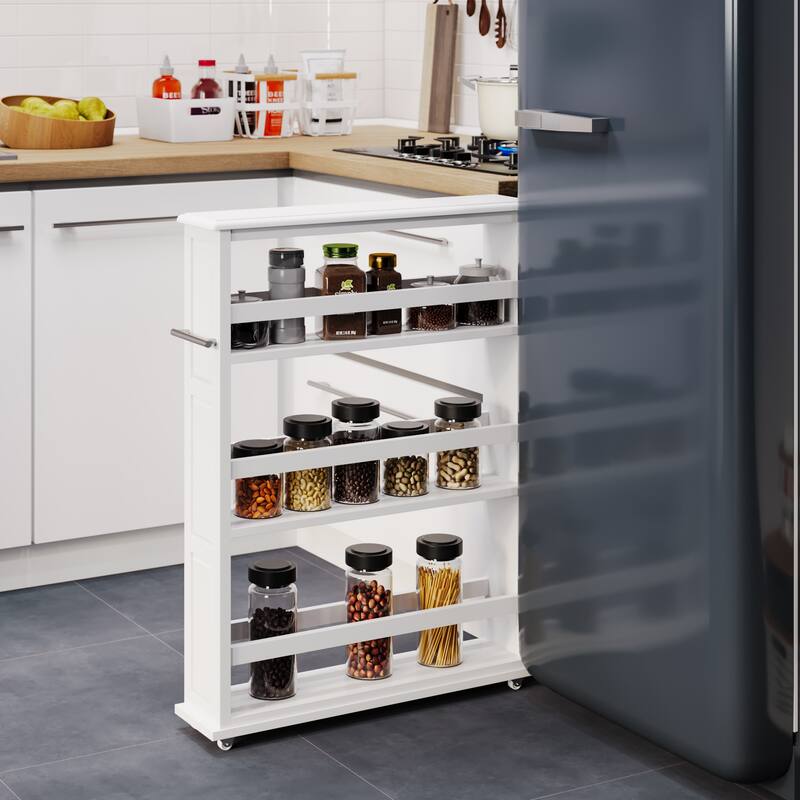 Lavish Home 4 Tier Slim Rolling Storage Cart with Handle and Wheels