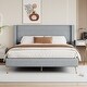 preview thumbnail 11 of 28, Queen Size Corduroy Upholstered Platform Bed with Wingback Headboard Gray - Queen