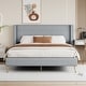 preview thumbnail 2 of 9, Queen Size Upholstered Platform Bed with Tufted Headboard and Metal Legs, Solid Wood Frame with Slat Support