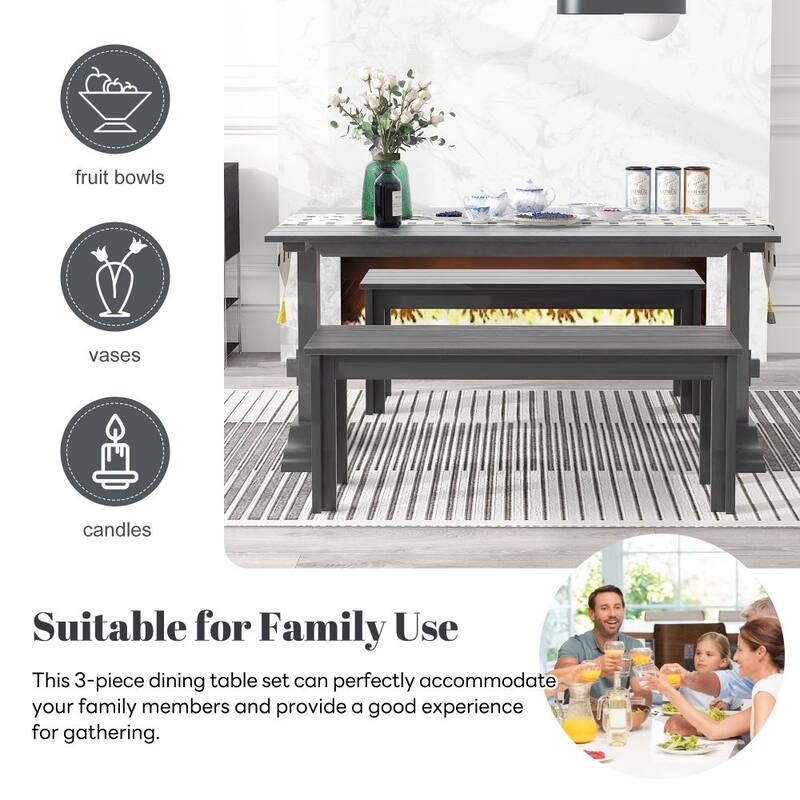 3-Piece Retro Dining Set for Dining Room