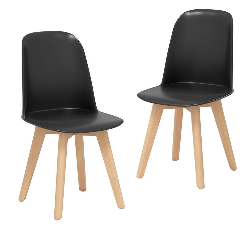 Set of 2 Modern Armless Dining Chairs with Beech Wood Legs and Tilt Backrest for Kitchen and Living Room - 17.5" x 20.5" x 31"