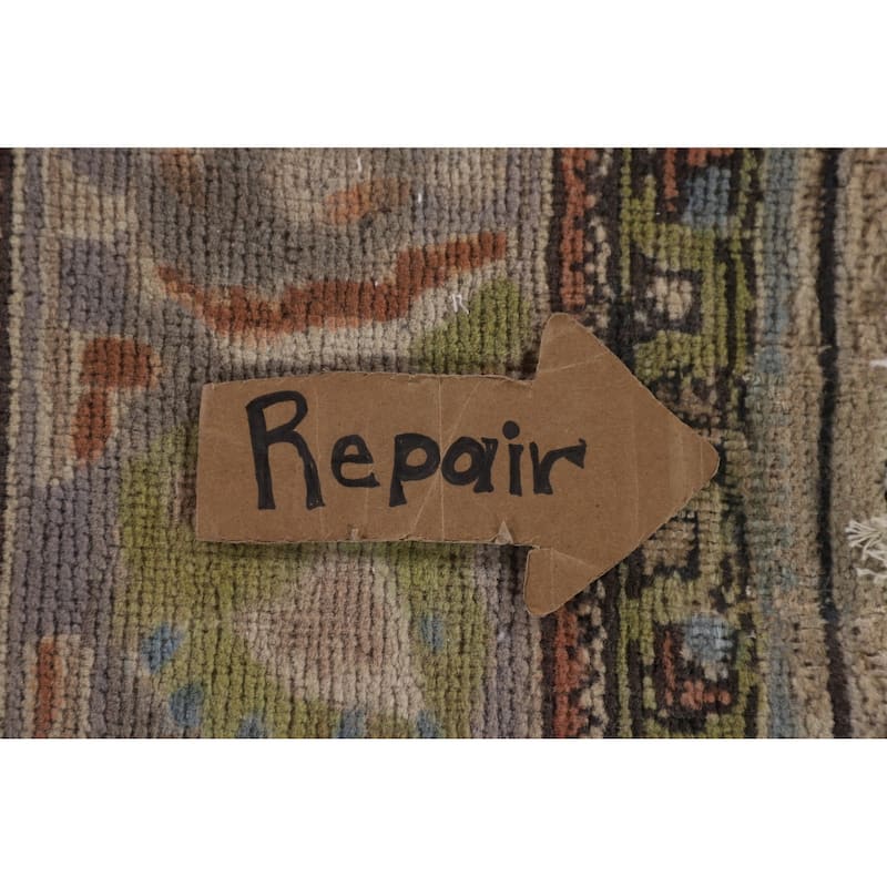 Gray Floral Tabriz Persian Vintage Area Rug Handmade Wool Carpet - 6'7" x 9'10"