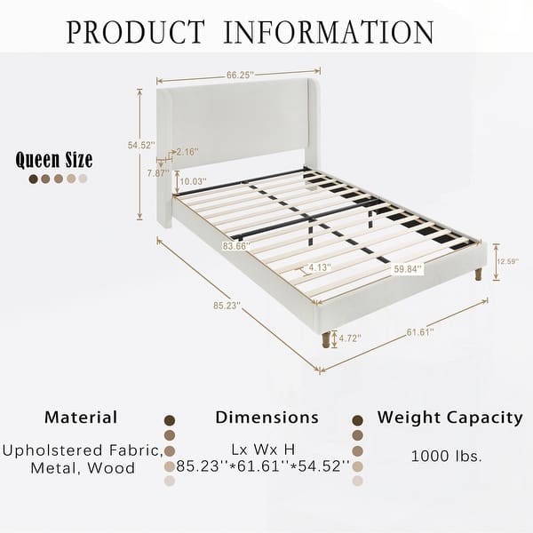 dimension image slide 8 of 27, Harper Tall Headboard Upholstered Bed