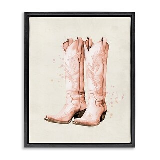Stupell Howdy Cowgirl Pastel Boots Framed Floater Canvas Wall Art ...