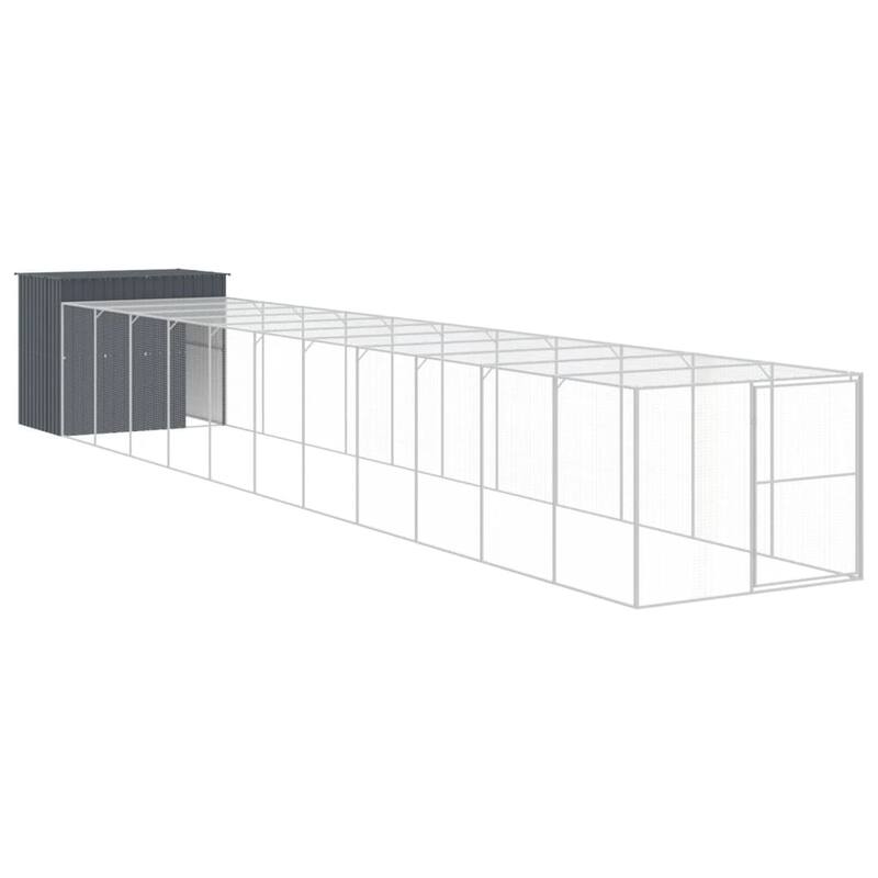 vidaXL Dog House with Run Light Gray/Anthracite multisize Galvanized Steel