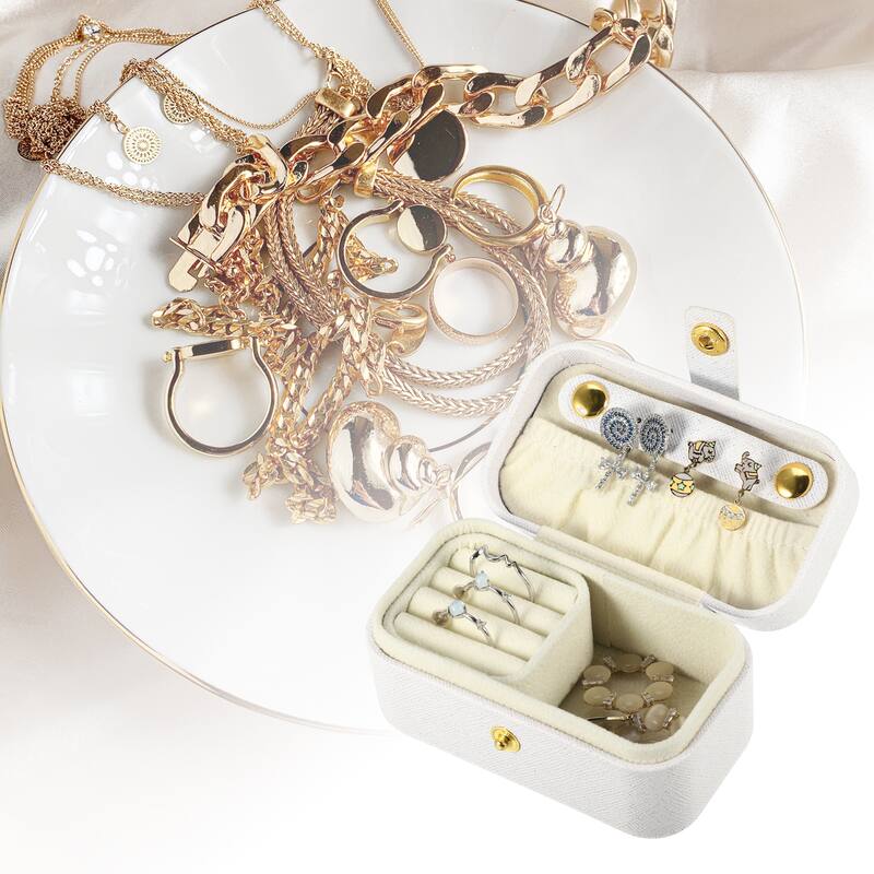 Mini Square Jewelry Box Jewelry Organizer Box for Travel for Trip 1 Pcs - White