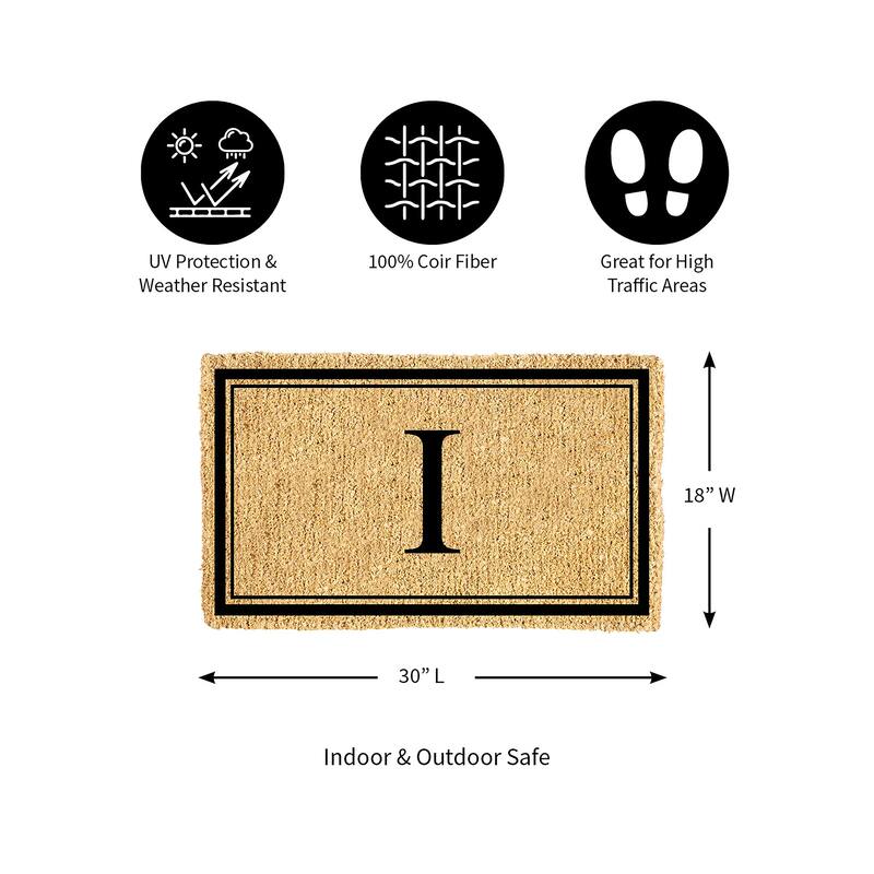 28 in. x 16 in. Monogram Coir Mat, Letter "I"