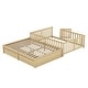 preview thumbnail 26 of 25, Full Size Wood Daybed with Fence Guardrails and 2 Drawers Split into Independent Floor Bed and Daybed, Gray
