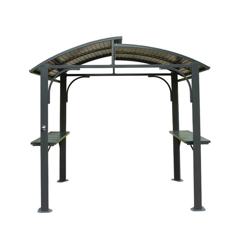 Outdoor Grill w/Double Galvanized Steel Roof and 2 Side Shelves