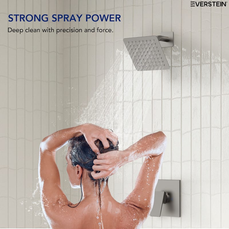 Stainless Steel Rainfall Shower Head, Single-Function Shower Faucet with Pressure-Balanced Valve