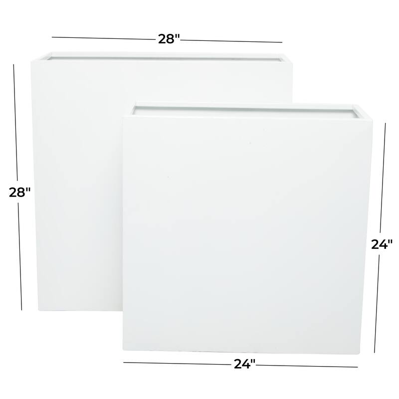 Metal Minimalistic Rectangular Indoor Outdoor Planter - Set of 2 Black or White - Roche River Decor