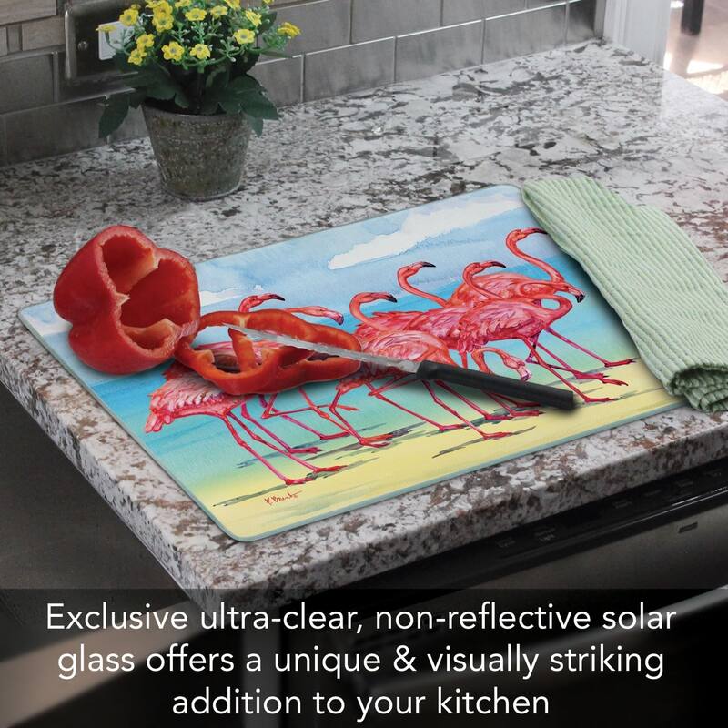 Flamingo Horizon 3mm Heat Tolerant Tempered Glass Cutting Board 15” x 12” Manufactured in the USA Dishwasher Safe