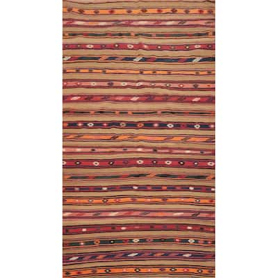 Hand Woven Oriental 100% Wool Carpet Southwestern Tribal Multi-Colored Kilim Area Rug - 8' 4'' X 4' 9''