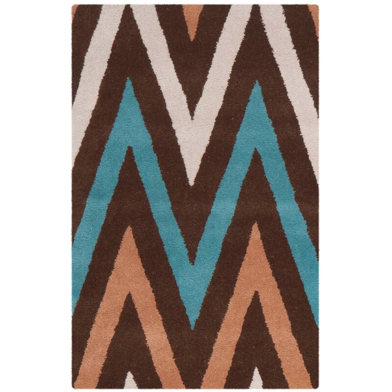 SAFAVIEH Handmade Chatham Klasina Modern Moroccan Wool Rug - 2' x 3' - Brown/Multi