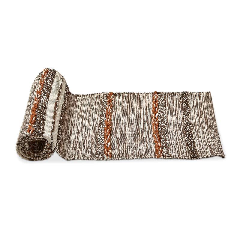 Gathering Textured Cotton Runner 72.0L x 14.5W inches