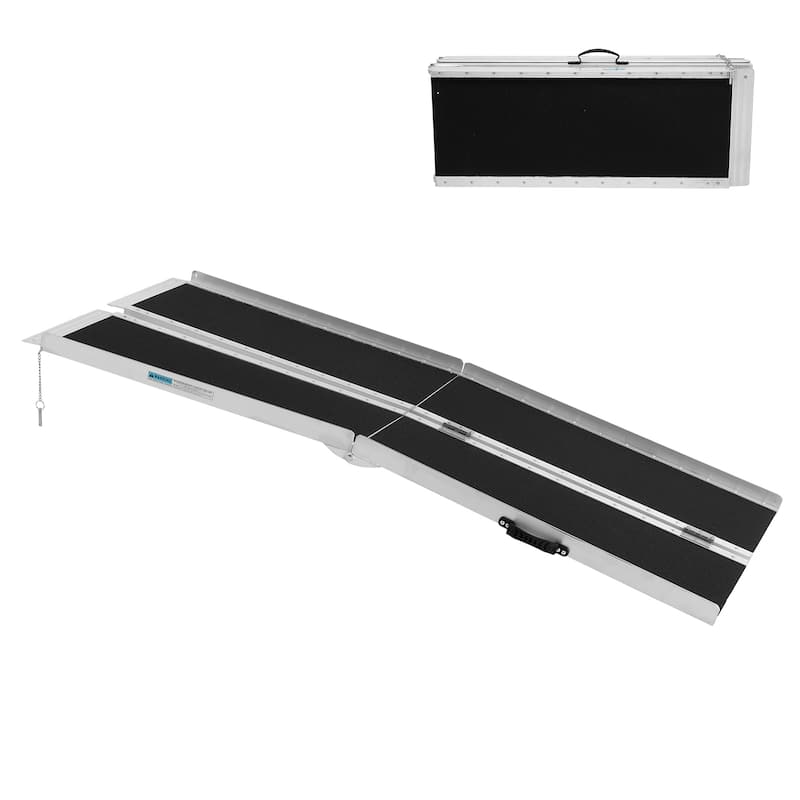 6FT Non-Skid Traction Folding Aluminum Wheelchair Ramp Scooter Mobility Handicap Ramps for Home Steps, Suitcase with Handle