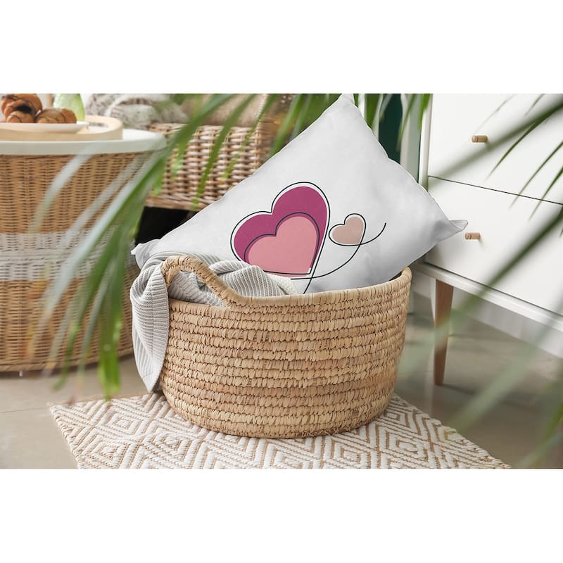Hearts With Outlines Valentines Day Decorative Throw Pillow