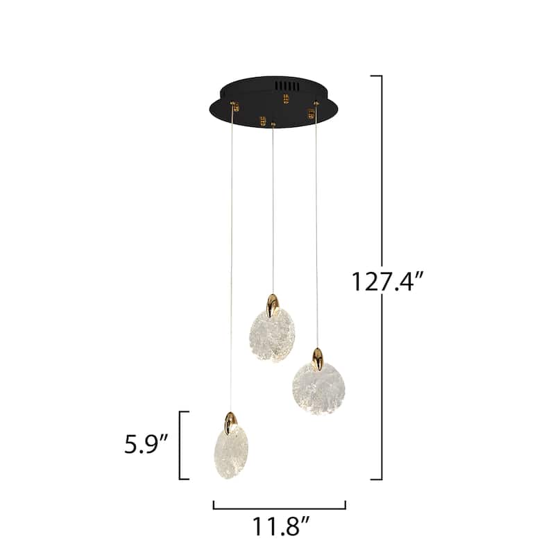 Artcraft Snowflake Chandelier - Matte Black with Satin Brass Accent