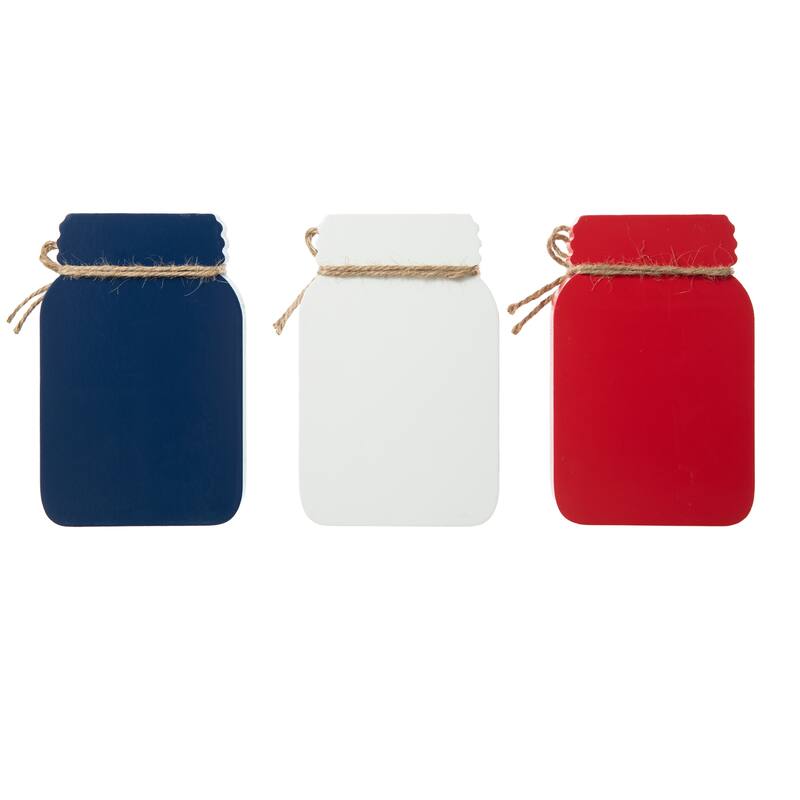 Glitzhome Set of 3 Wooden Patriotic Americana Table Signs Decor