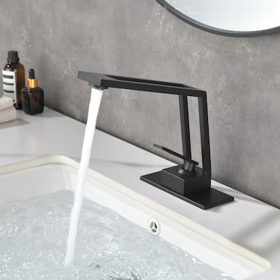 Single-Handle Bathroom Faucet for Sink with Deckplate, Single-Hole Basin Faucets