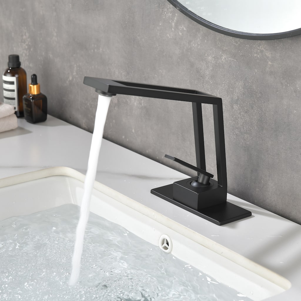 Single-Handle Bathroom Faucet for Sink with Deckplate, Single-Hole Basin Faucets