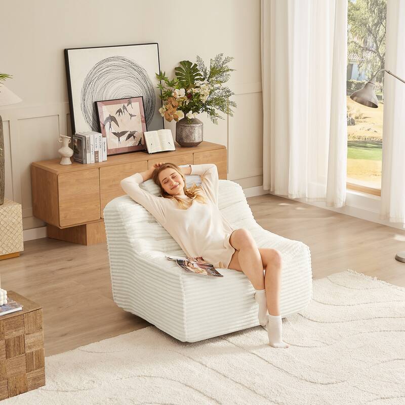 Oversize Swivel Chair Glider Chair with Switchable Head Pillow and Waist Pillow, Soft Plush Lounge Chair Accent Chair