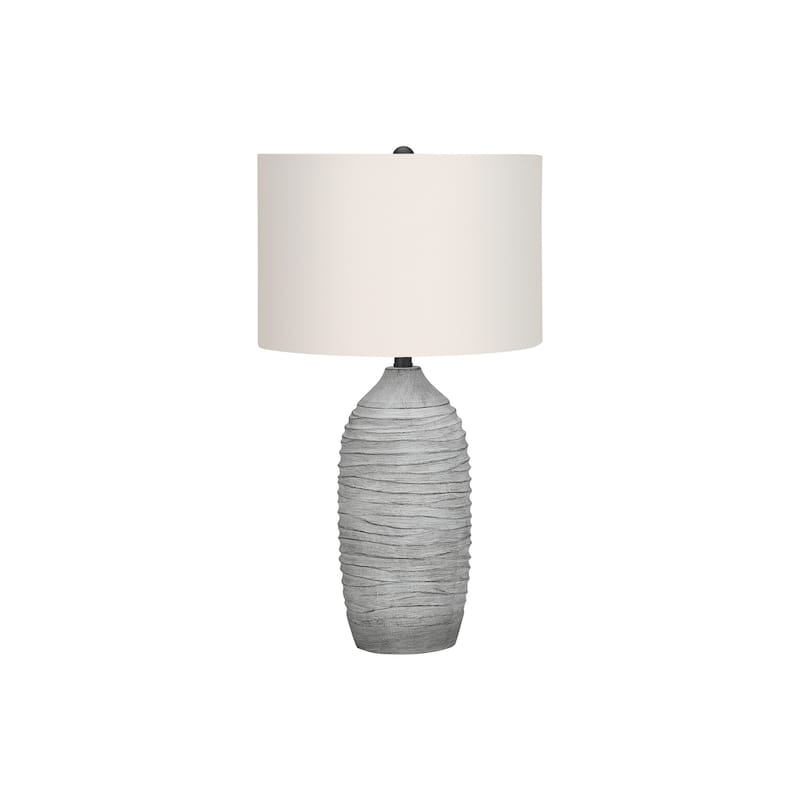 Lighting, 27"h, Table Lamp, Grey Resin, Ivory / Cream Shade, Modern - Grey
