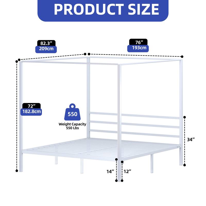 Metal Canopy Platform Bed Frame