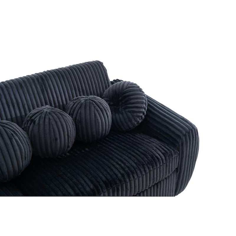 84.4" Corduroy 3-Seater Sofa with Solid Wood Frame, Comfortable Cushions