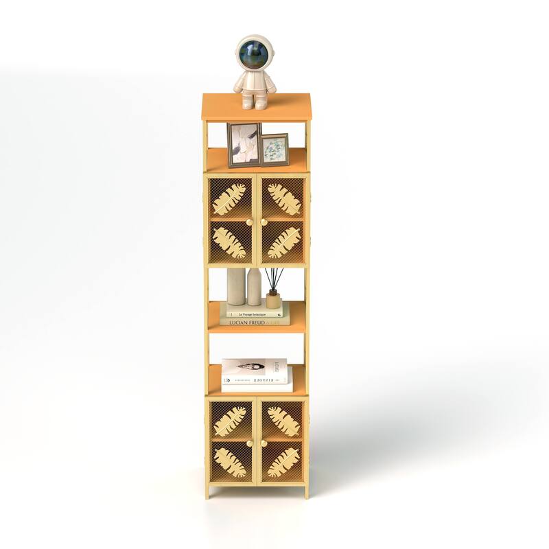 Floor Storage Cabinet, Freestanding Cabinet with Open Compartments