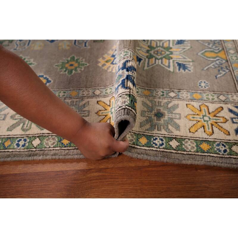 Oriental Grey Kazak Area Rug Handmade Wool Carpet - 5'0" x 6'10"