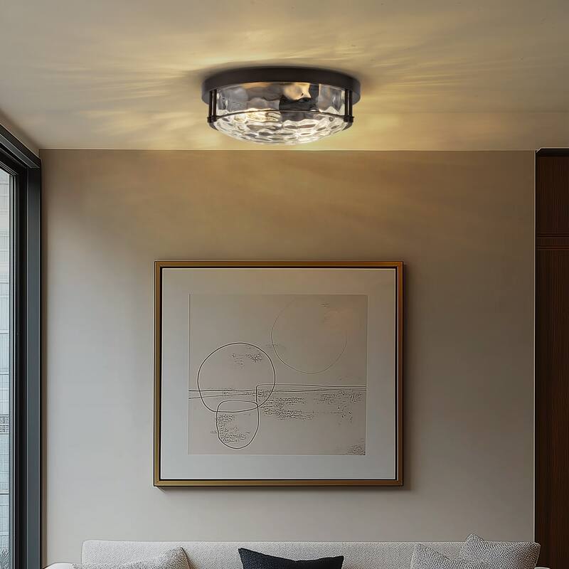 2-Light Black Glass Ceiling Light